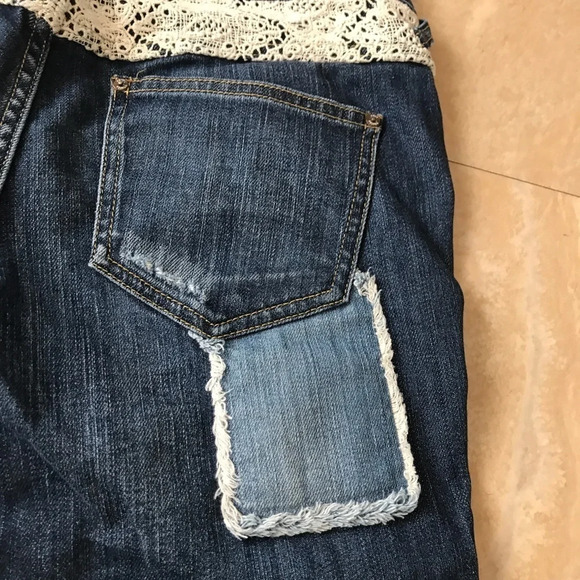 Free People Patchwork Skinny Jeans Size 25 Daisy Haynes Crochet Lace Festival - Picture 13 of 14